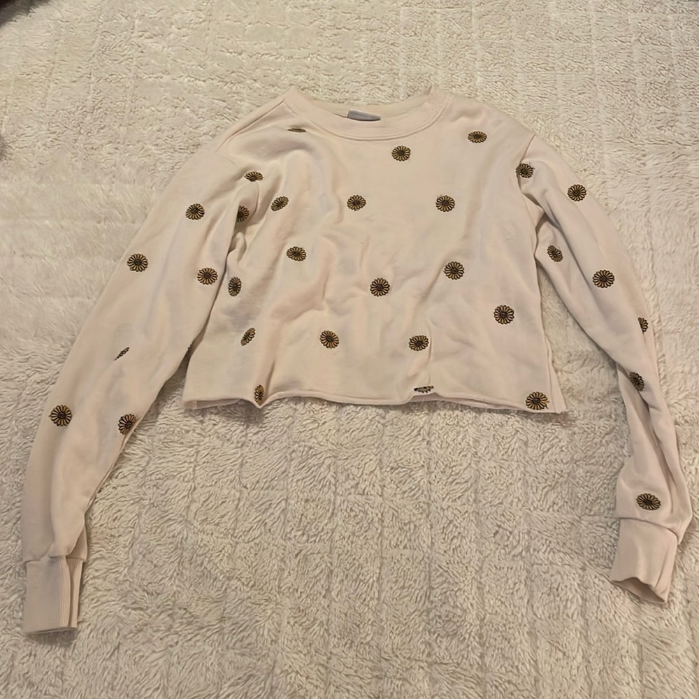cute sunflower crop top long sleeve